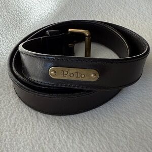 Polo by Ralph Lauren Black Leather Belt with Gold Buckle